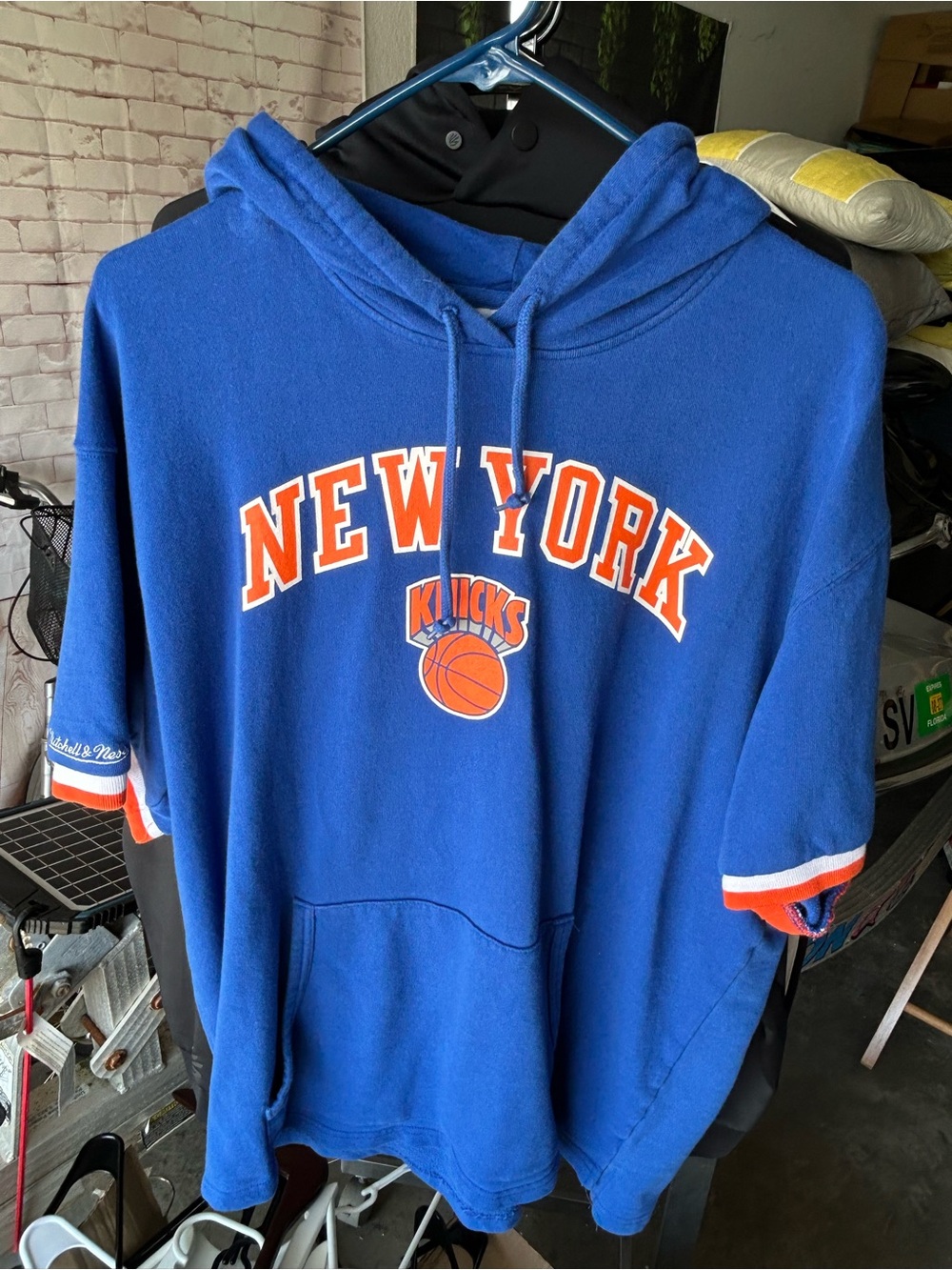New York Knicks Blue Pullover Hoodie with Orange Trim